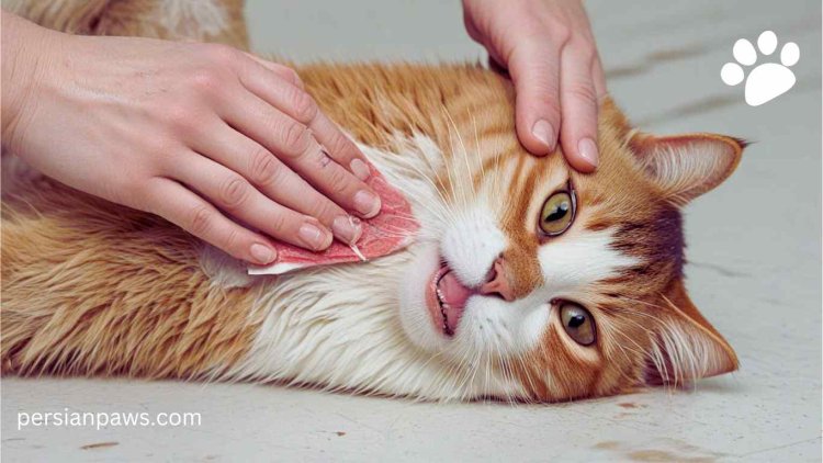 cleaning the wound of cat