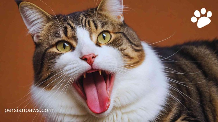 a cat showing tongue