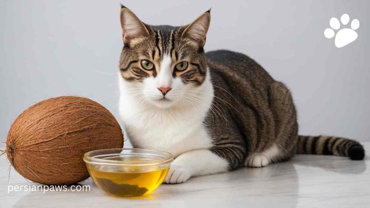 a cat with coconut oil