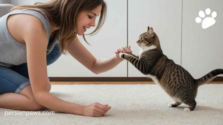 cat playing with girl